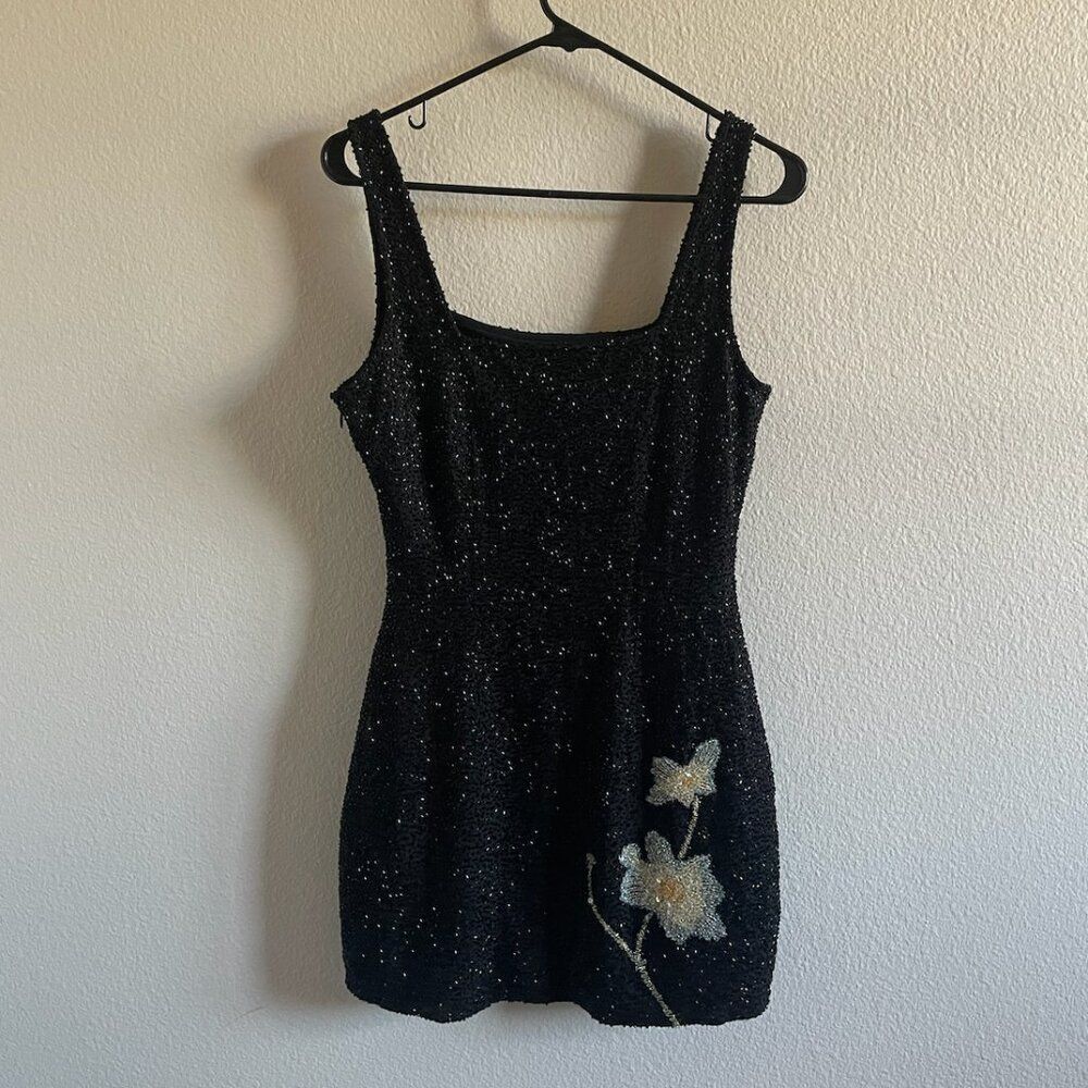Staud Le Sable Beaded Mini Dress Botanical Shadows Size Medium - Picture 7 of 10
